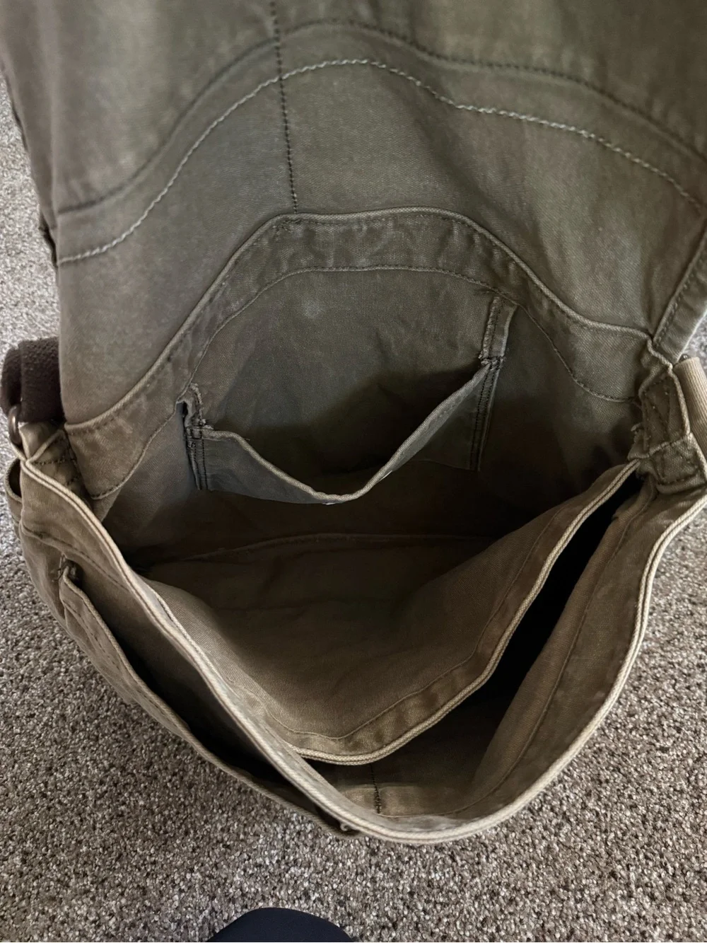 American Eagle Outfitters Vintage Canvas Messenger Bag with Brown Trim